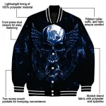 memphis tigers skull bite blue black varsity jacket best selling