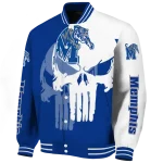 memphis tigers skull outline blue white varsity jacket best selling