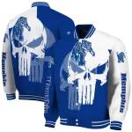 memphis tigers skull outline blue white varsity jacket best selling