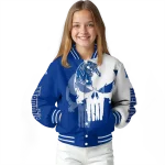 memphis tigers skull outline blue white varsity jacket best selling