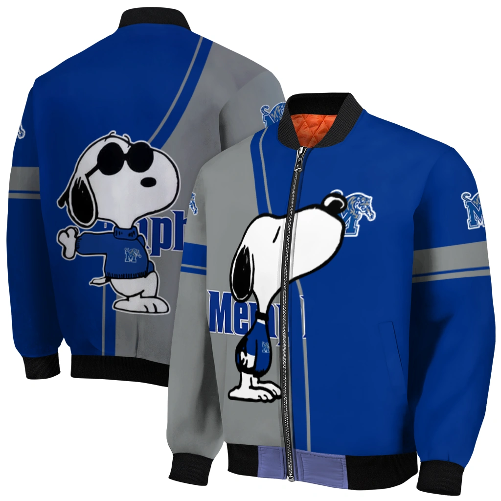 memphis tigers snoopy attitude blue bomber jacket best selling memphis tigers snoopy attitude blue bomber jacket best selling