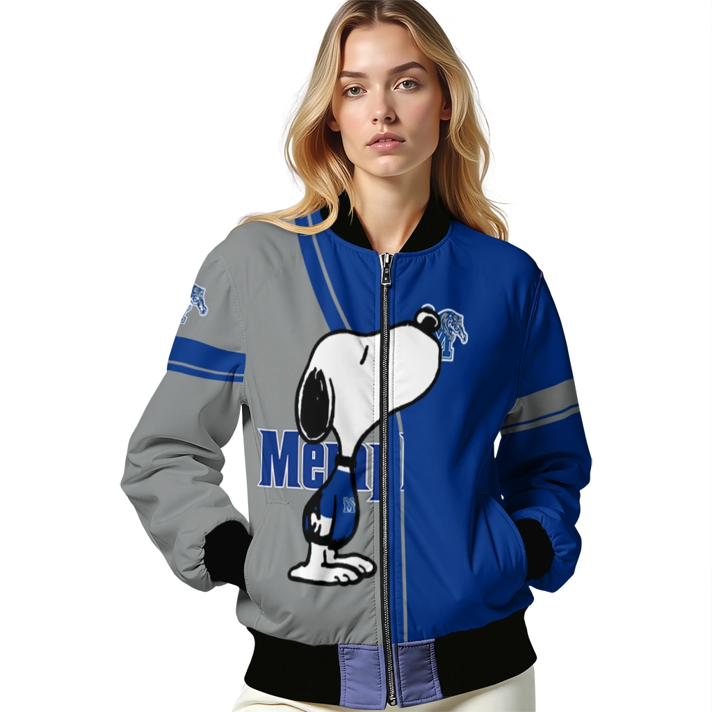 memphis tigers snoopy attitude blue bomber jacket latest model memphis tigers snoopy attitude blue bomber jacket latest model