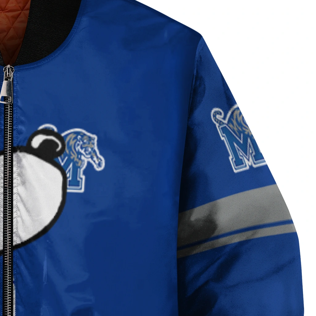 memphis tigers snoopy attitude blue bomber jacket premium grade memphis tigers snoopy attitude blue bomber jacket premium grade