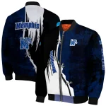 memphis tigers torn texture print blue black bomber jacket best selling