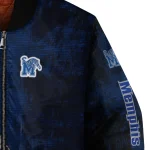 memphis tigers torn texture print blue black bomber jacket best selling