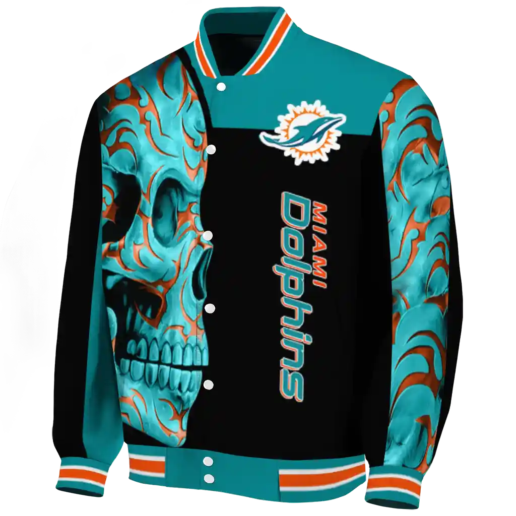 miami dolphins fire skull aqua black varsity jacket best selling miami dolphins fire skull aqua black varsity jacket best selling