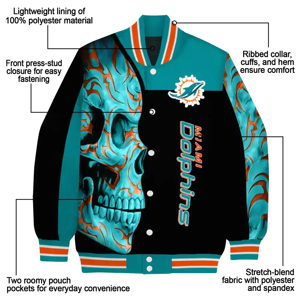 miami dolphins fire skull aqua black varsity jacket new arrival miami dolphins fire skull aqua black varsity jacket new arrival