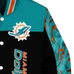 miami dolphins fire skull aqua black varsity jacket best selling