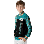 miami dolphins fire skull aqua black varsity jacket best selling