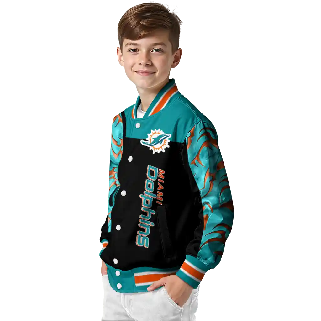 miami dolphins fire skull aqua black varsity jacket trendy miami dolphins fire skull aqua black varsity jacket trendy