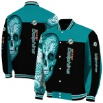 miami dolphins intricate skull aqua black varsity jacket best selling