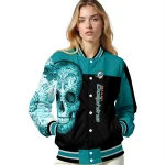 miami dolphins intricate skull aqua black varsity jacket best selling
