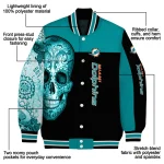 miami dolphins intricate skull aqua black varsity jacket best selling