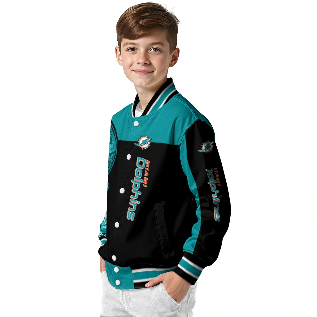 miami dolphins intricate skull aqua black varsity jacket trendy miami dolphins intricate skull aqua black varsity jacket trendy