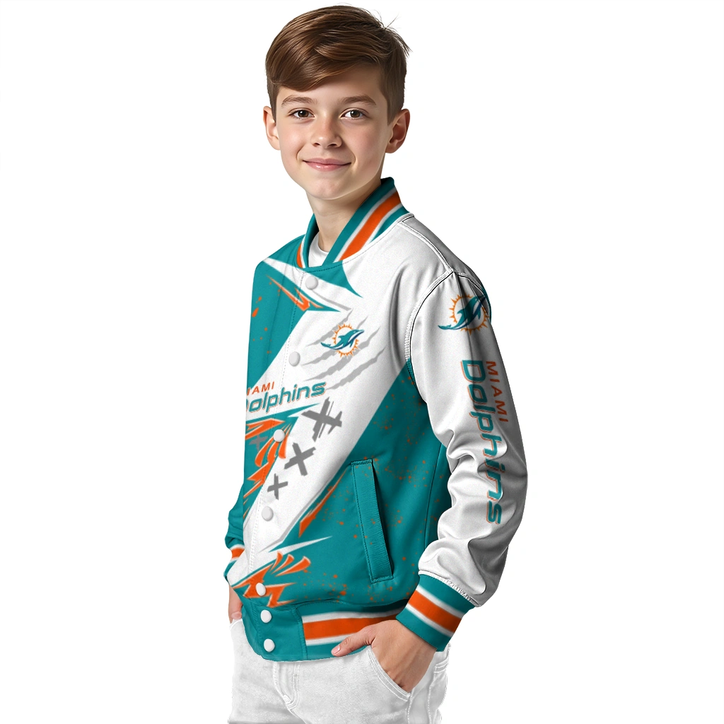 miami dolphins ripped bolt aqua white varsity jacket trendy miami dolphins ripped bolt aqua white varsity jacket trendy