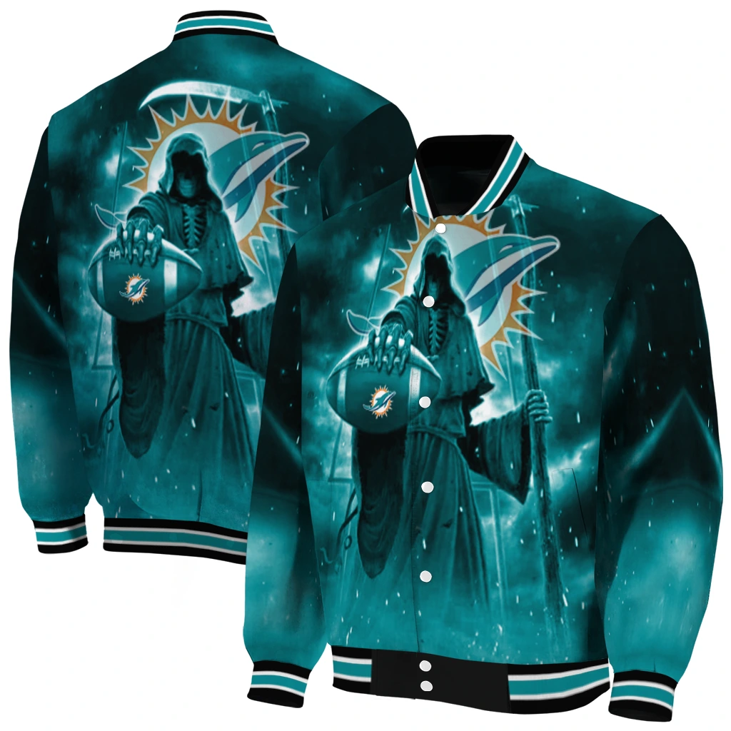 miami dolphins shadow reaper aqua varsity jacket fashion forward miami dolphins shadow reaper aqua varsity jacket fashion forward