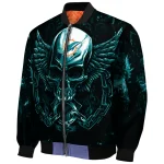 miami dolphins skull bite aqua black bomber jacket best selling