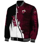 miami heat edgy scratch effect red black varsity jacket best selling