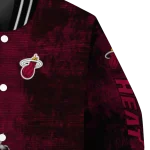 miami heat edgy scratch effect red black varsity jacket best selling