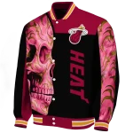 miami heat fire skull red black varsity jacket best selling
