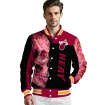miami heat fire skull red black varsity jacket best selling