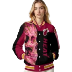 miami heat fire skull red black varsity jacket best selling