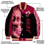 miami heat fire skull red black varsity jacket best selling