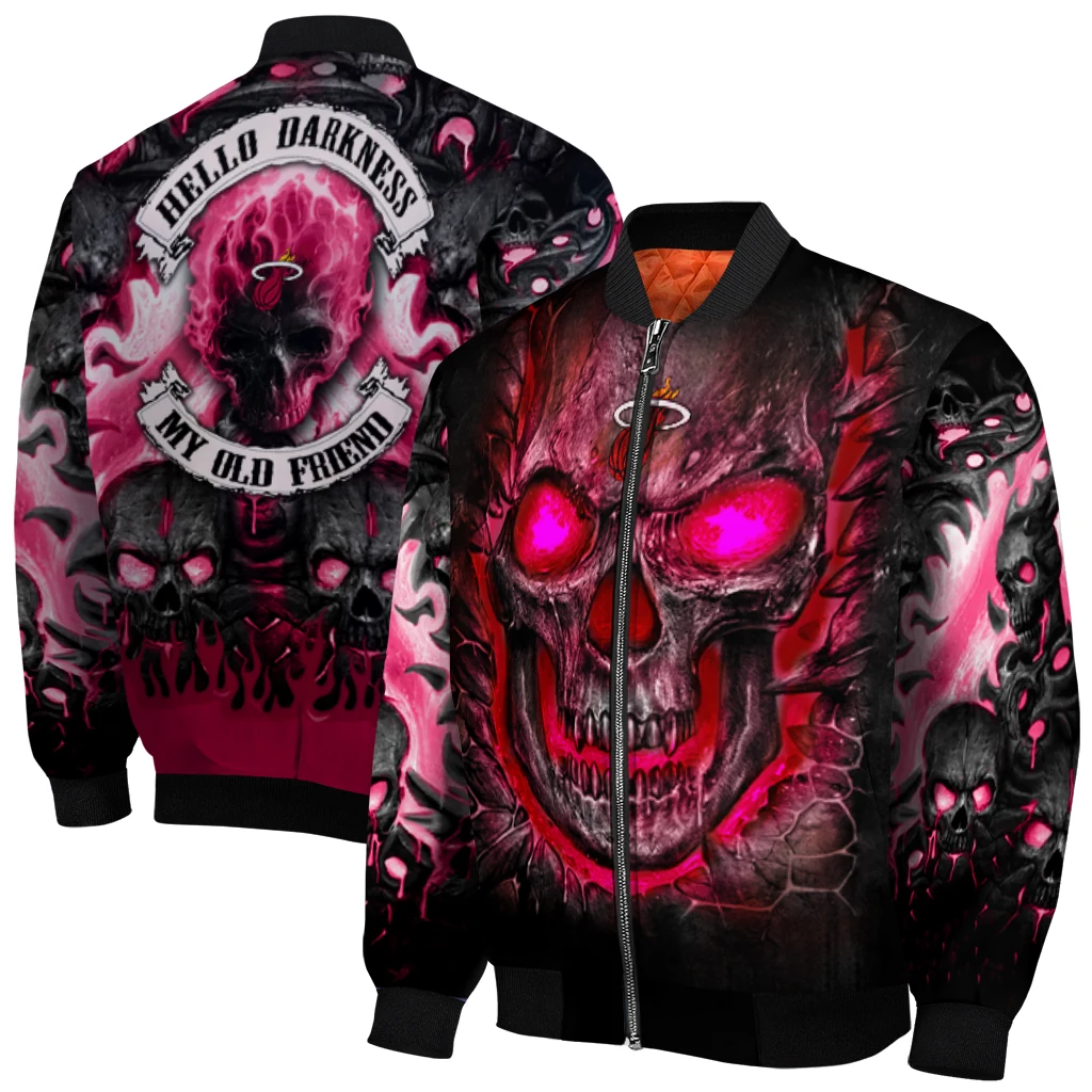 miami heat inferno skull red black bomber jacket best selling miami heat inferno skull red black bomber jacket best selling