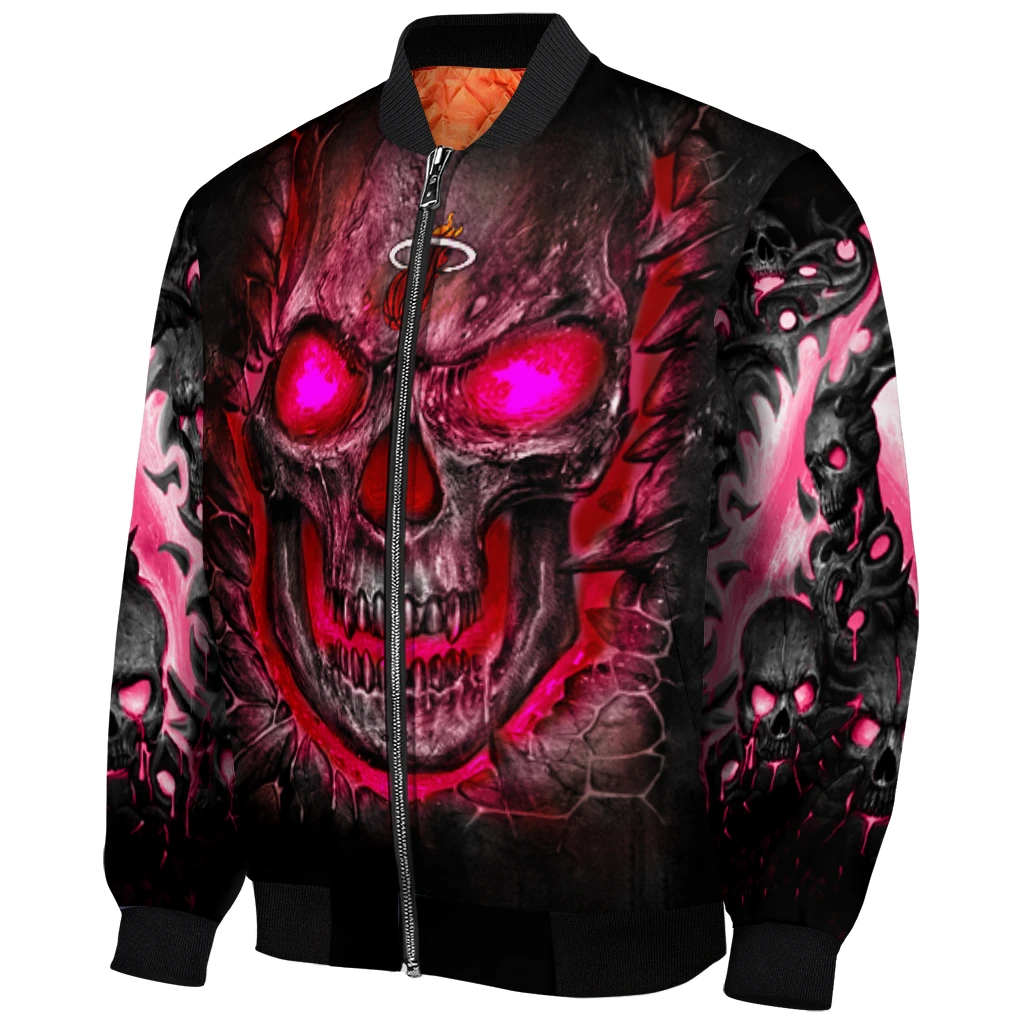 miami heat inferno skull red black bomber jacket fashion forward miami heat inferno skull red black bomber jacket fashion forward