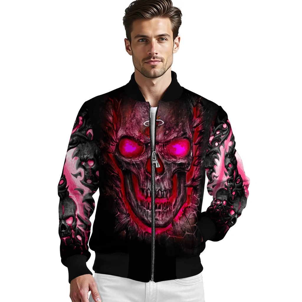 miami heat inferno skull red black bomber jacket high quality miami heat inferno skull red black bomber jacket high quality