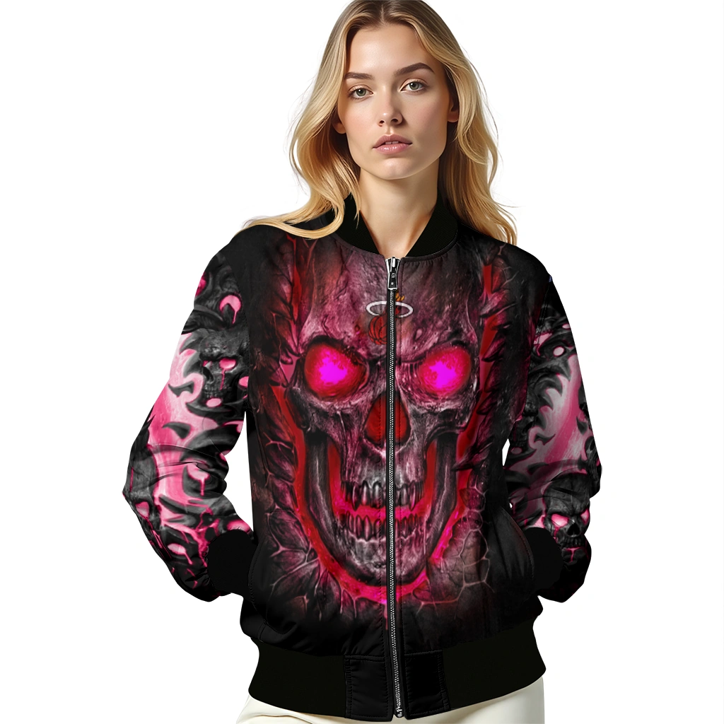 miami heat inferno skull red black bomber jacket latest model miami heat inferno skull red black bomber jacket latest model