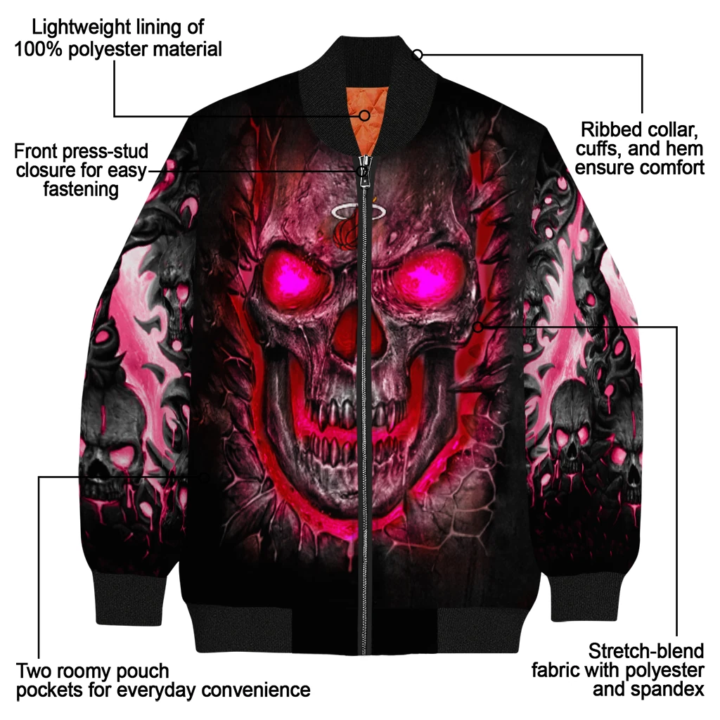 miami heat inferno skull red black bomber jacket new arrival miami heat inferno skull red black bomber jacket new arrival