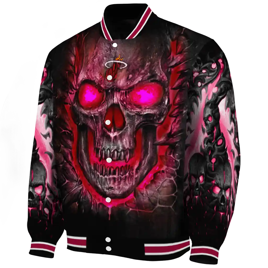 miami heat inferno skull red black varsity jacket best selling miami heat inferno skull red black varsity jacket best selling