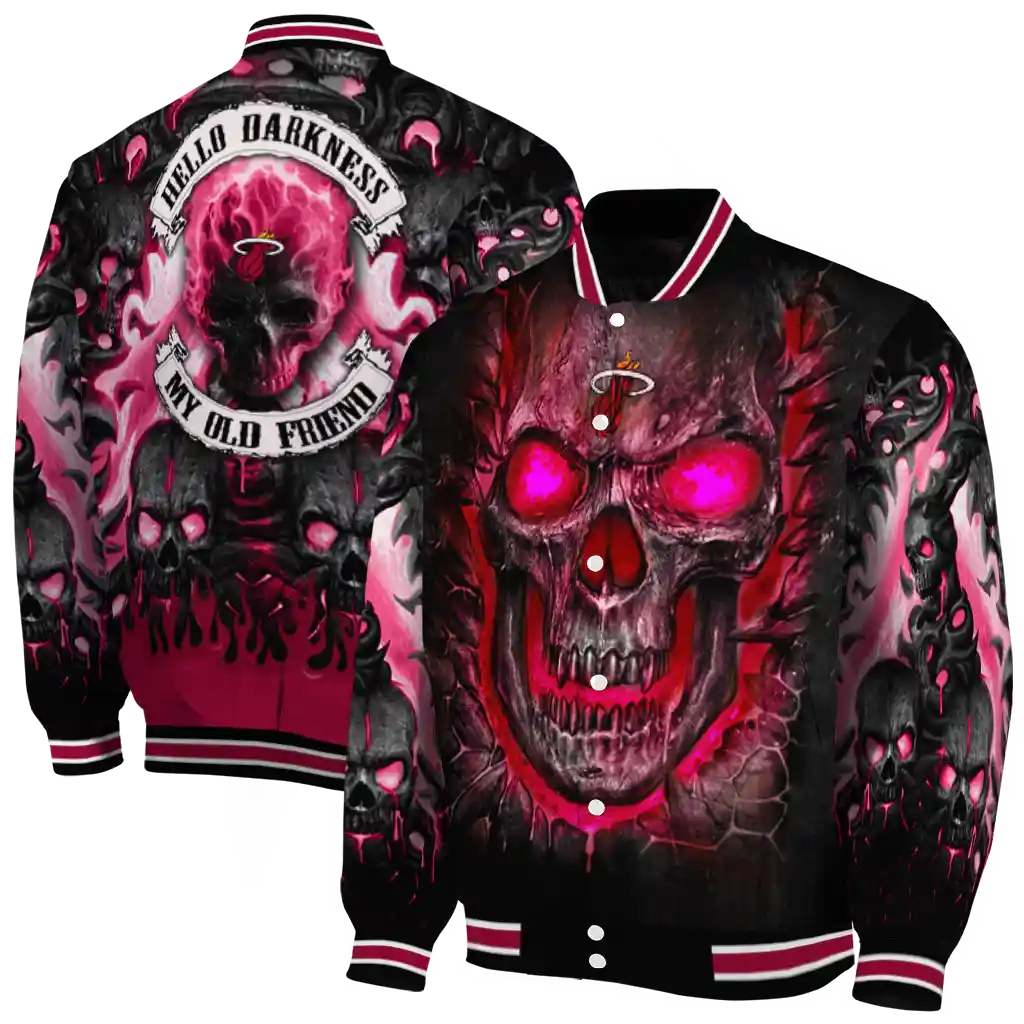 miami heat inferno skull red black varsity jacket fashion forward miami heat inferno skull red black varsity jacket fashion forward