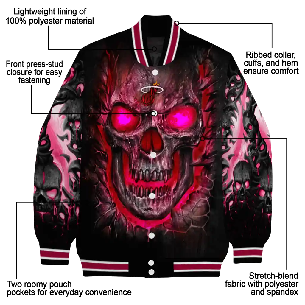 miami heat inferno skull red black varsity jacket new arrival miami heat inferno skull red black varsity jacket new arrival