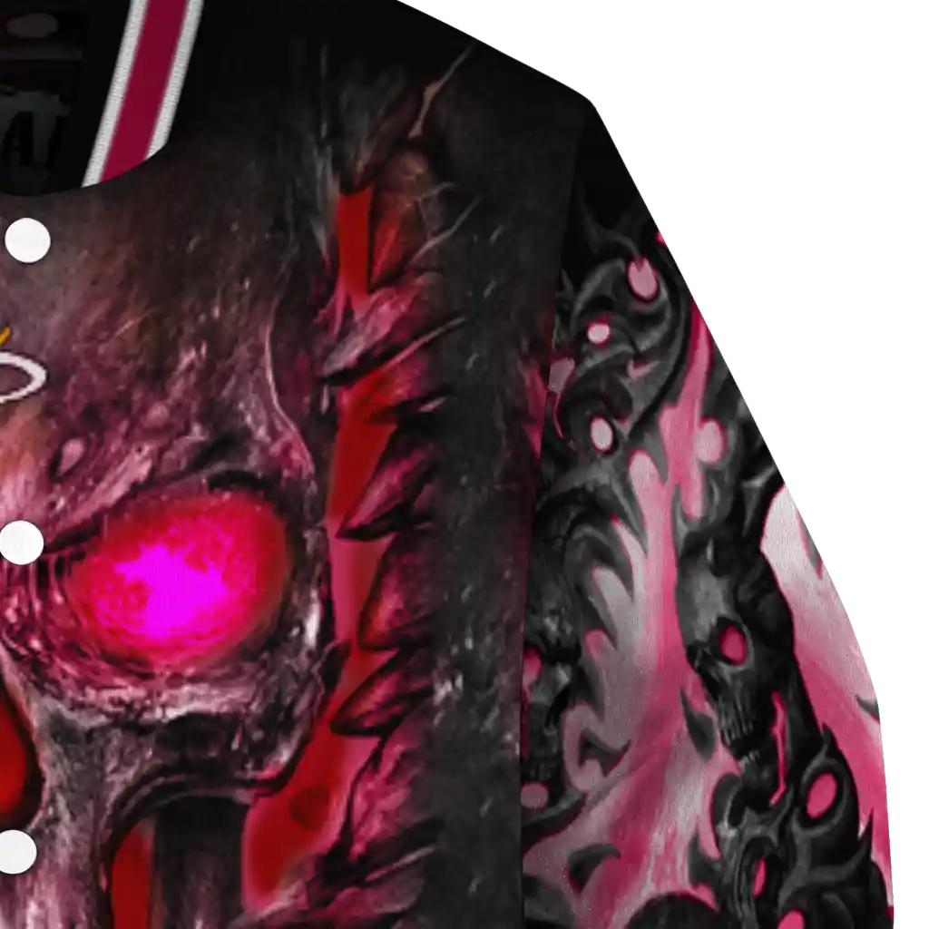 miami heat inferno skull red black varsity jacket premium grade miami heat inferno skull red black varsity jacket premium grade
