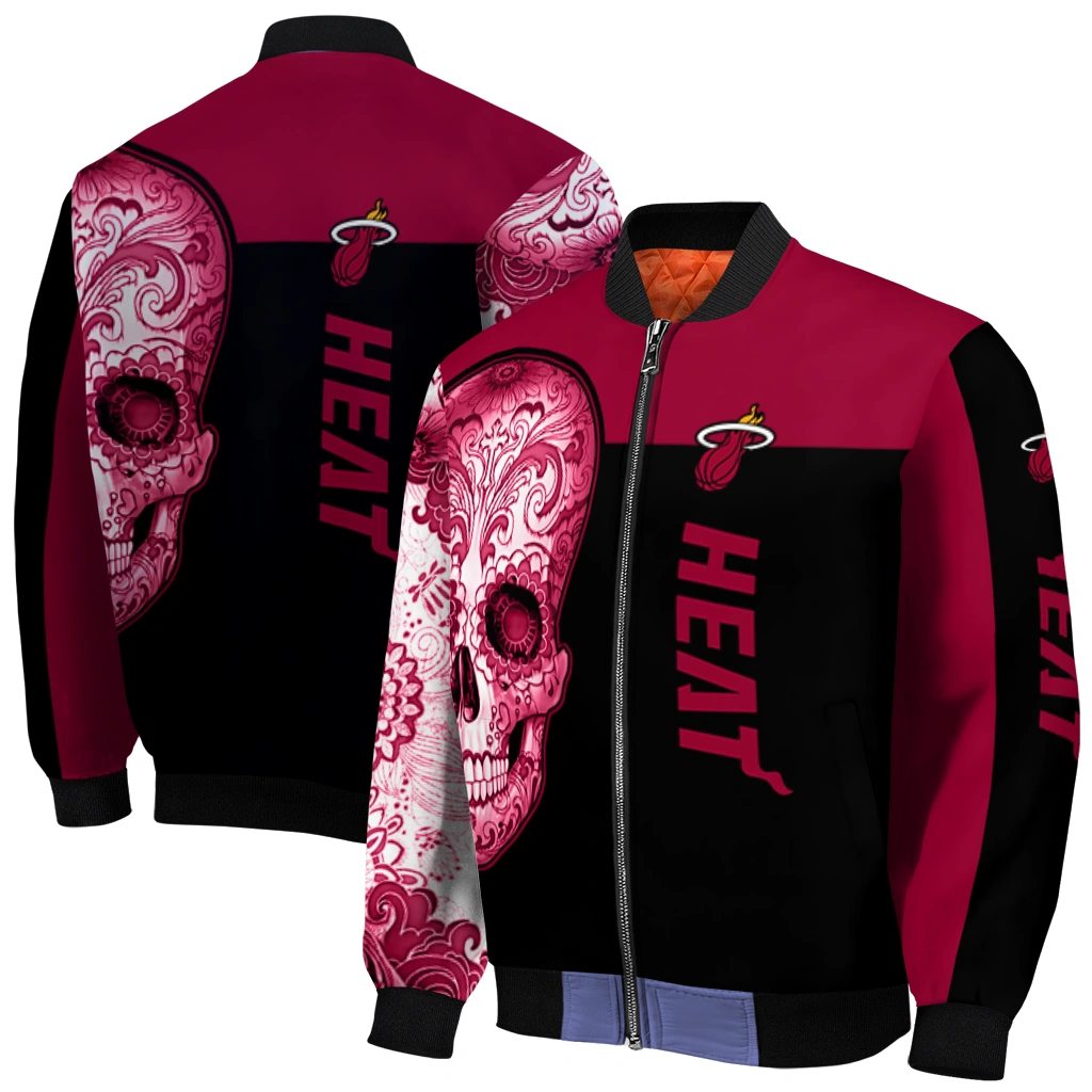 miami heat intricate skull red black bomber jacket best selling miami heat intricate skull red black bomber jacket best selling