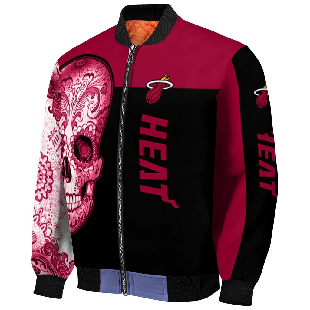 miami heat intricate skull red black bomber jacket fashion forward miami heat intricate skull red black bomber jacket fashion forward