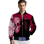 miami heat intricate skull red black bomber jacket best selling