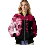 miami heat intricate skull red black bomber jacket best selling
