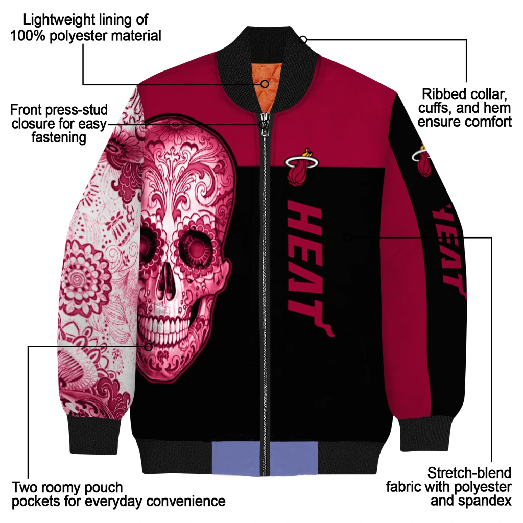 miami heat intricate skull red black bomber jacket new arrival miami heat intricate skull red black bomber jacket new arrival