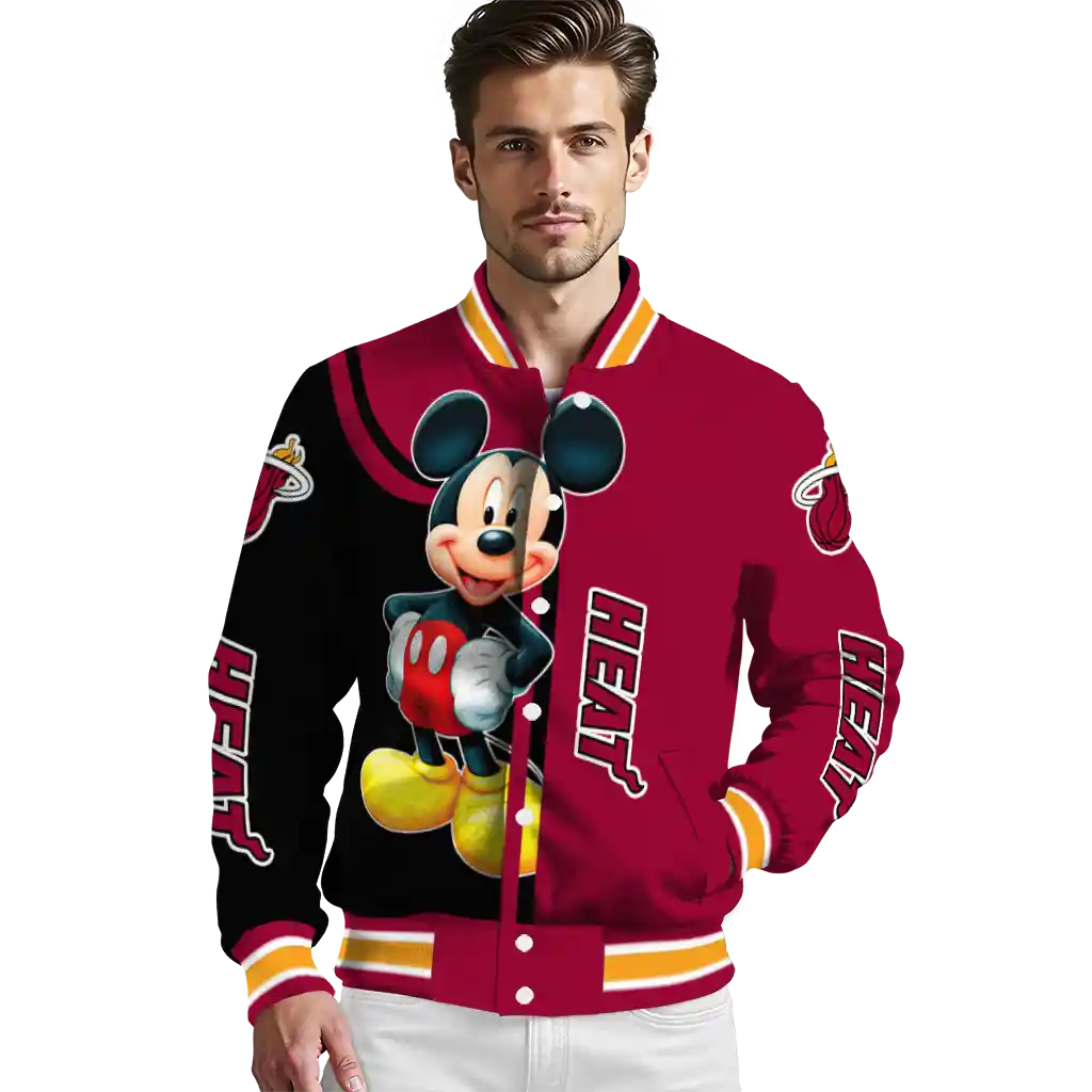 miami heat mickey mouse red varsity jacket high quality miami heat mickey mouse red varsity jacket high quality