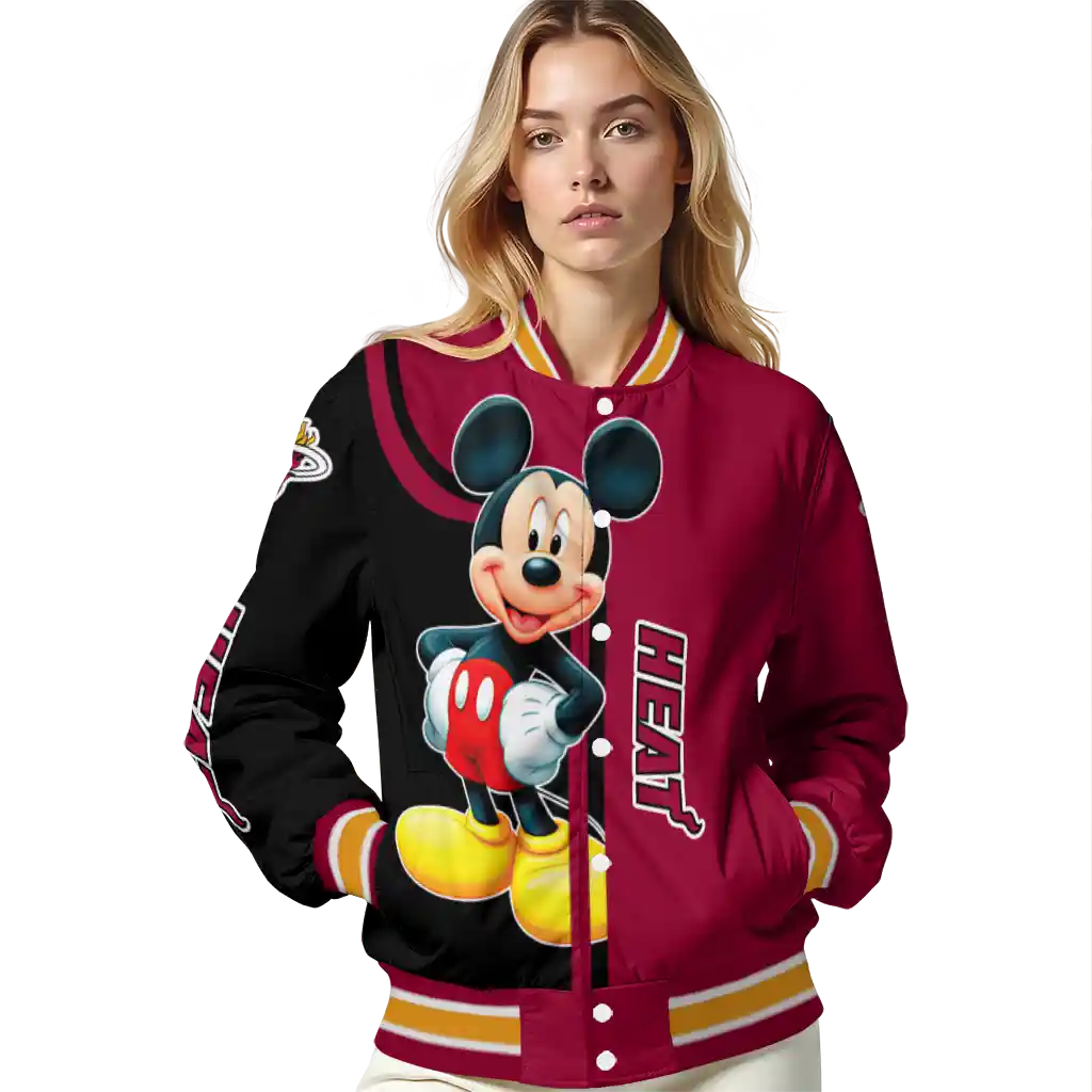 miami heat mickey mouse red varsity jacket latest model miami heat mickey mouse red varsity jacket latest model