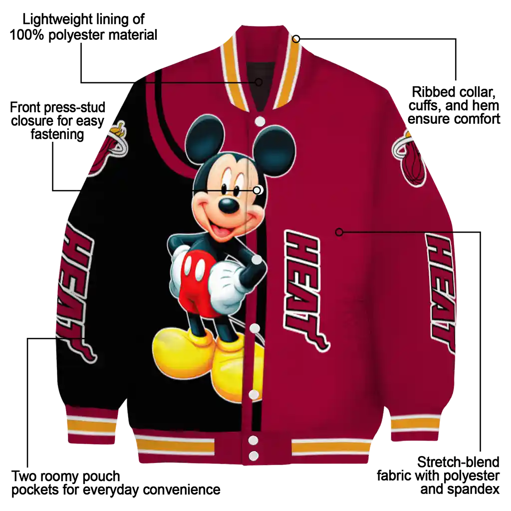 miami heat mickey mouse red varsity jacket new arrival miami heat mickey mouse red varsity jacket new arrival