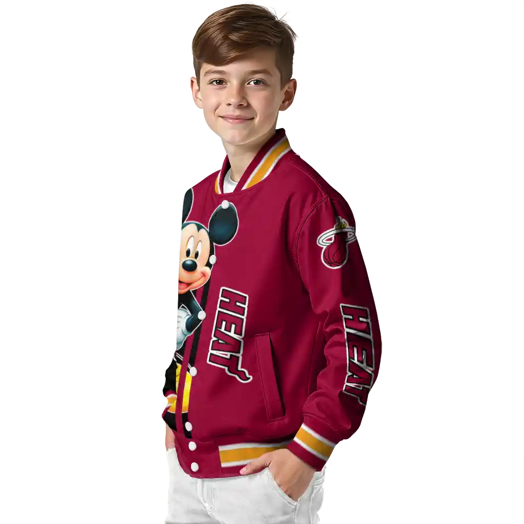 miami heat mickey mouse red varsity jacket trendy miami heat mickey mouse red varsity jacket trendy