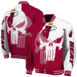 miami heat skull outline red white varsity jacket best selling