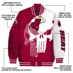 miami heat skull outline red white varsity jacket best selling