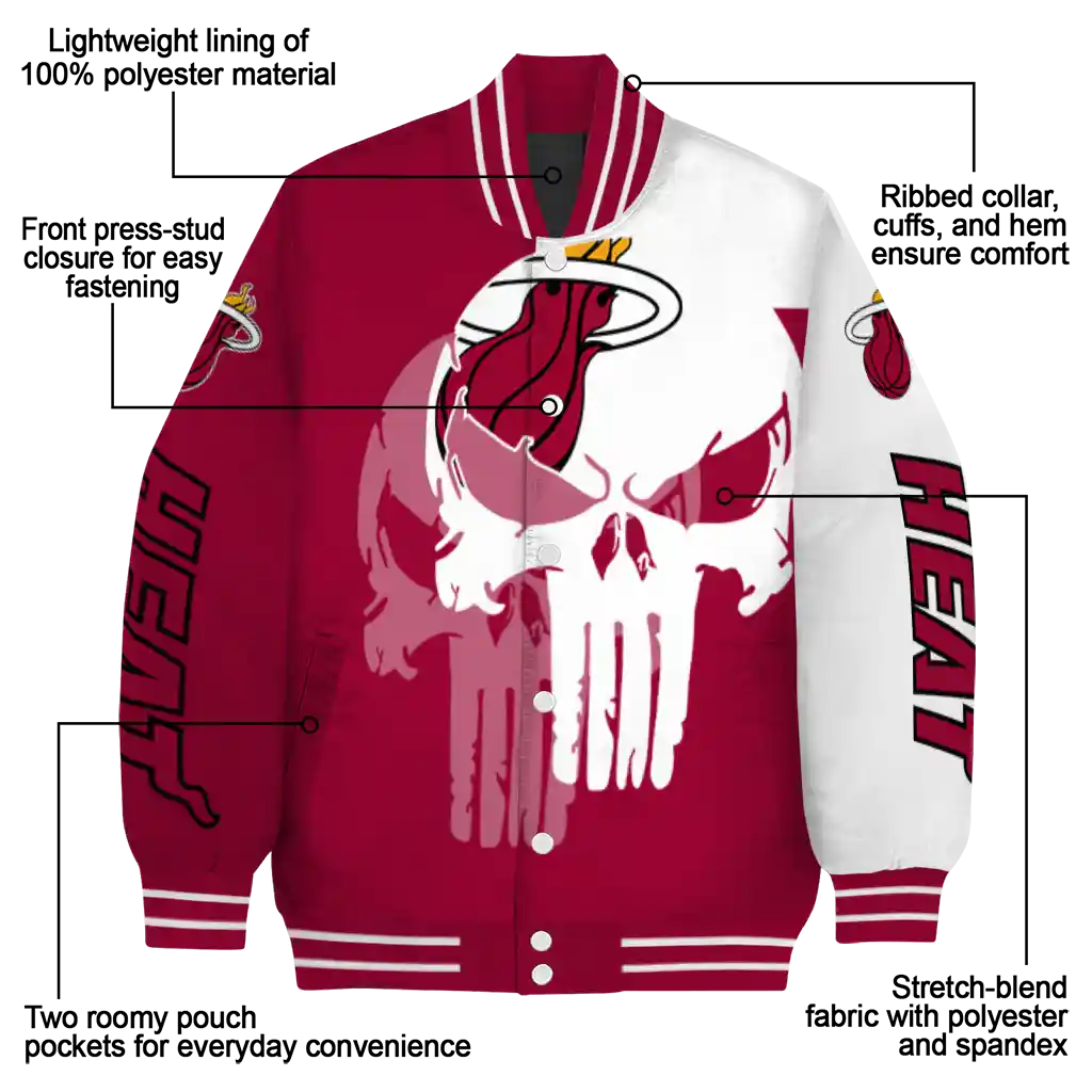 miami heat skull outline red white varsity jacket new arrival miami heat skull outline red white varsity jacket new arrival