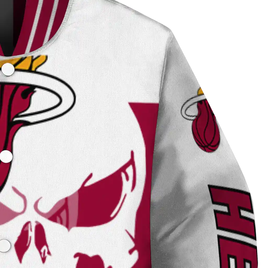 miami heat skull outline red white varsity jacket premium grade miami heat skull outline red white varsity jacket premium grade