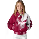 miami heat skull outline red white varsity jacket best selling